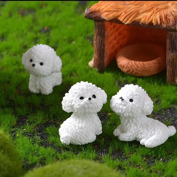 4 Piece Set Miniature Tiny White Dog Maltese Style Figurines - Picture 4 of 10